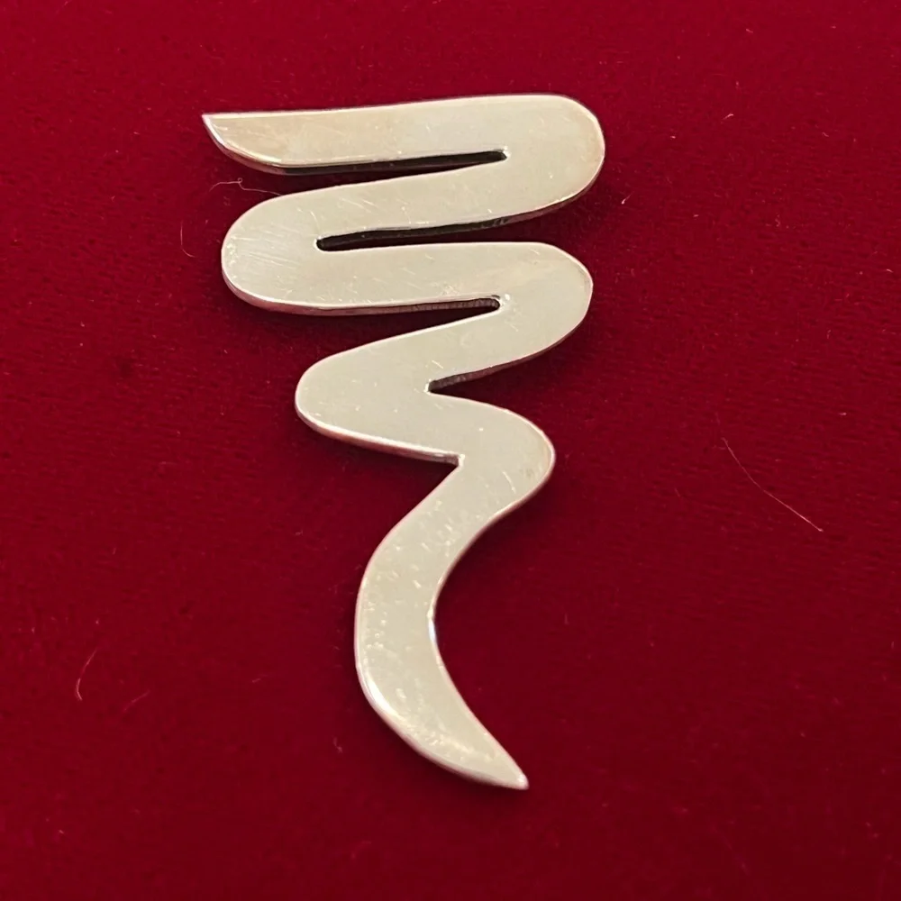 Vintage mexico Sterling Silver Mod Zig Zag Brooch